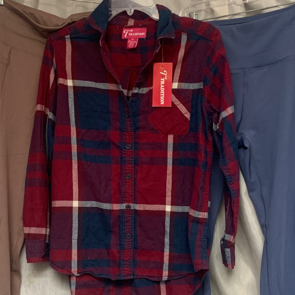 Tradition Red and Blue Plaid Kids Button Down Shirt
